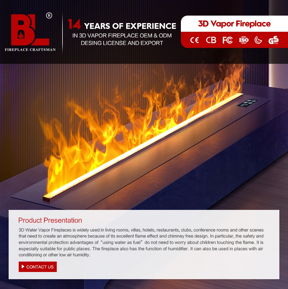 Modern LED Flame Wall Mounts Water Vapor Fire Steam Fireplace Insert 3D Mist Electric Fireplace